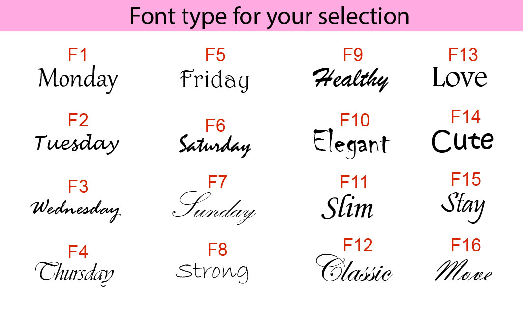 Font selection designer bag